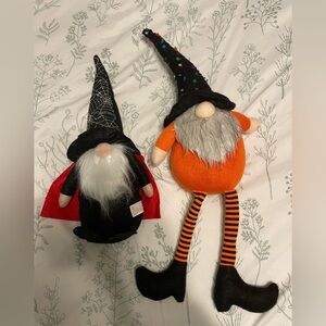 Pair of Halloween Gnome Plush Dolls - Black & Orange